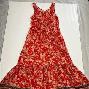 Floral red Sleeveless Dress